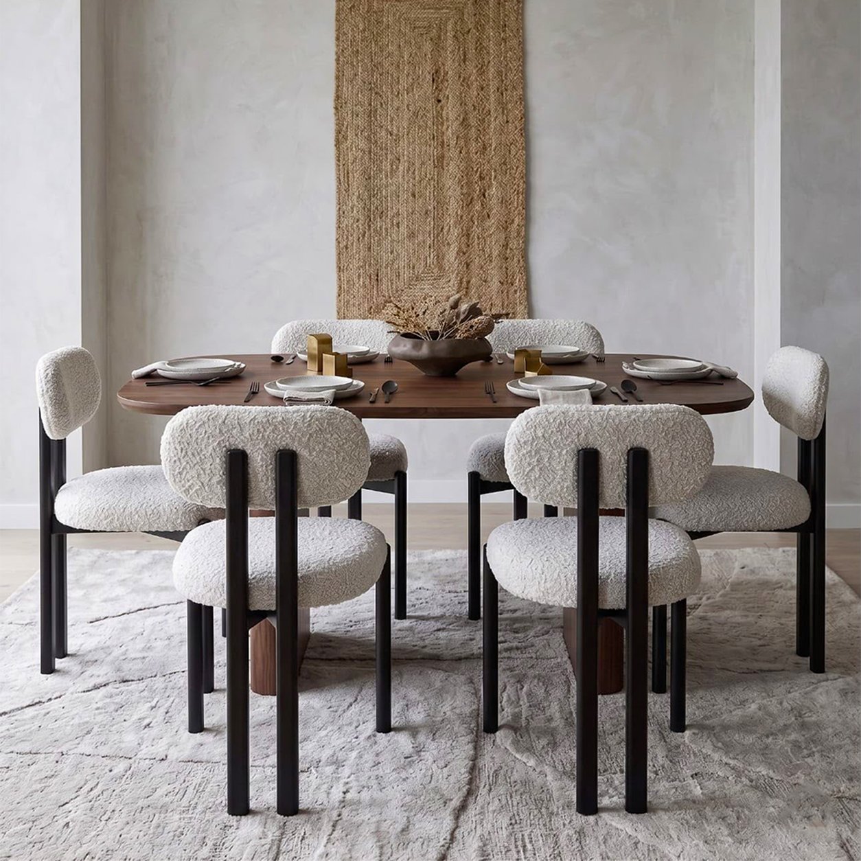 16 Modern Bouclé Dining Chairs - Image 1