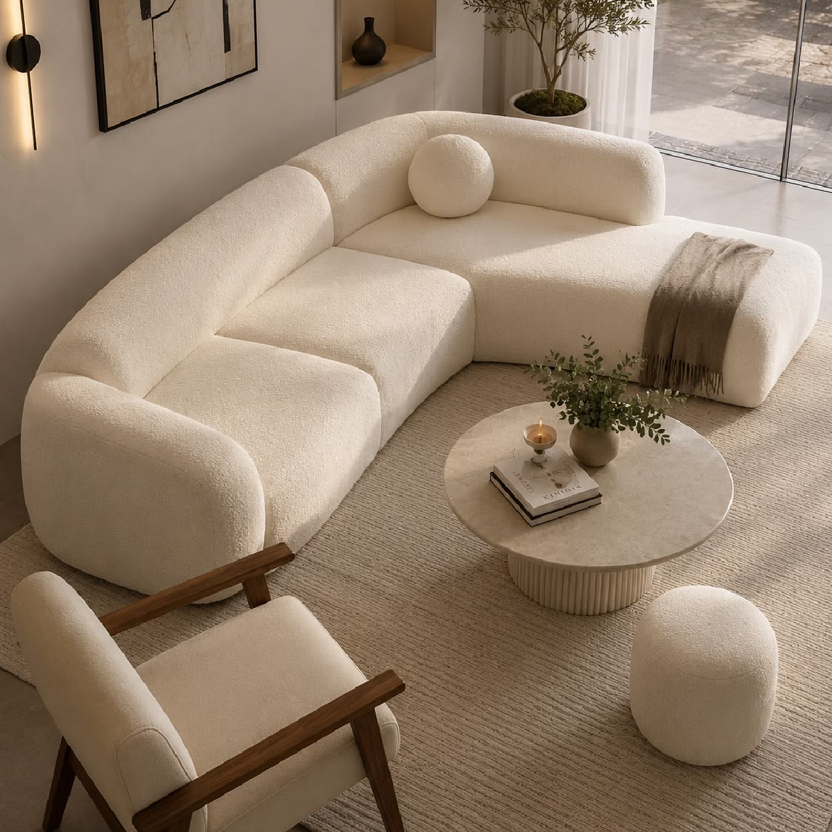 21-1200x1200 (4) Curved Bouclé Modular Sectional - Image 1