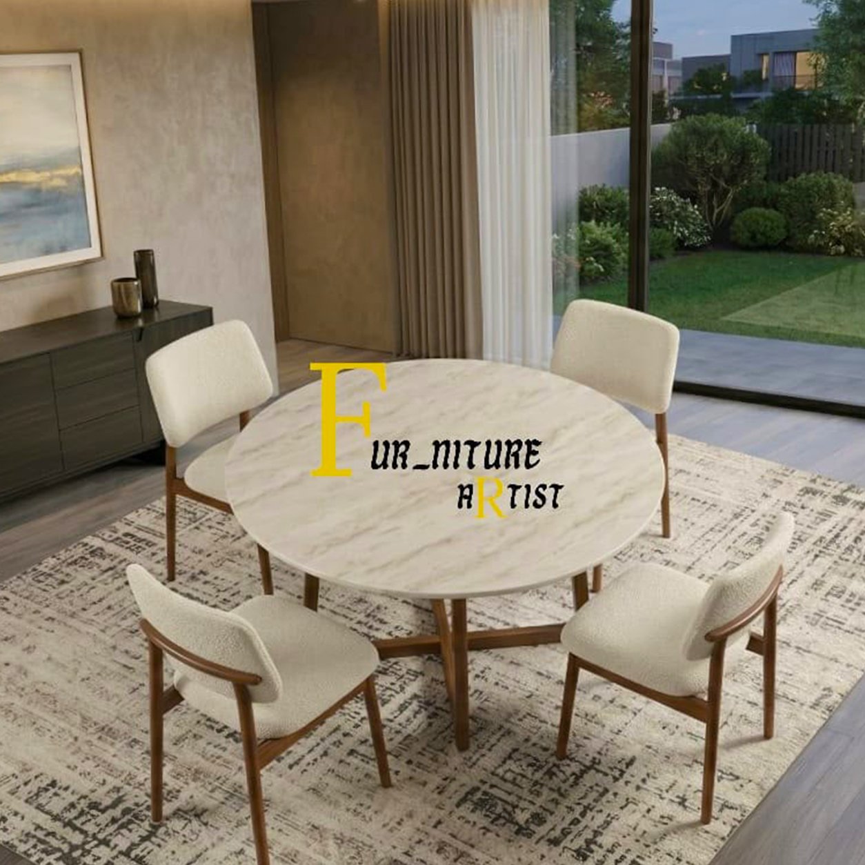 44 Round Marble Dining Table - Image 1