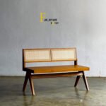 Vintage Wooden Rattan Bench