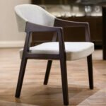 Dark Wood Fabric Armchair