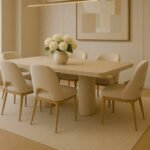 Minimalist Cream Stone Dining Set