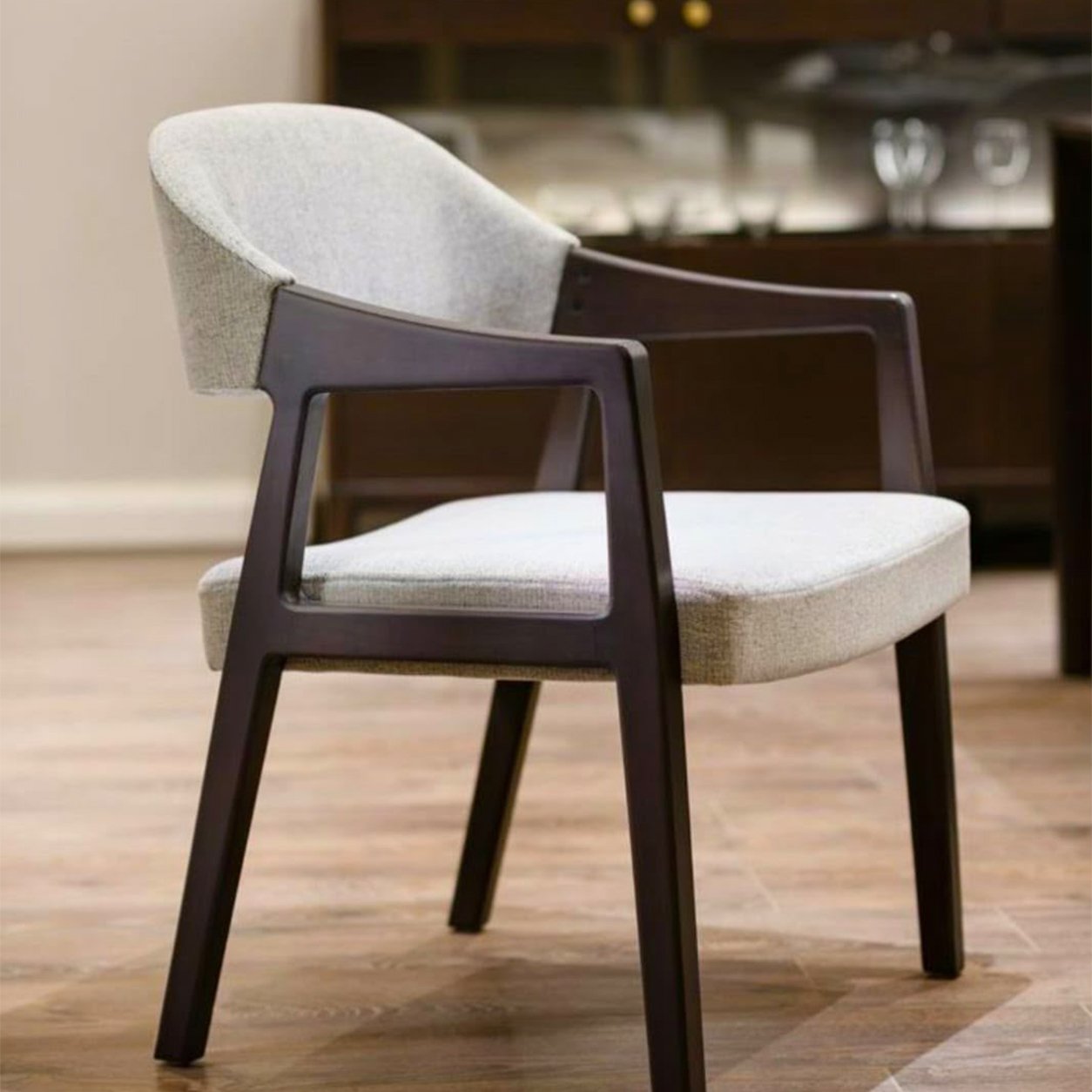 57 Dark Wood Modern Armchair - Image 1