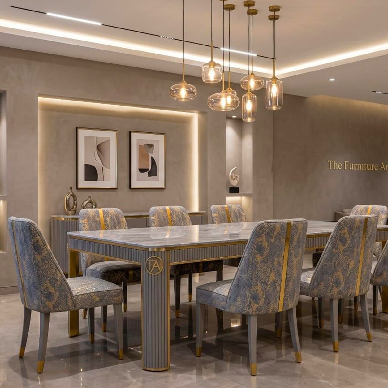 63 Luxury Gold Accent Dining Table - Image 1