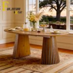Wooden Oval Fluted Pedestal Table