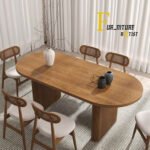Oval Wooden Rattan Dining Set