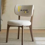 Scandinavian Bouclé Wooden Dining Chair