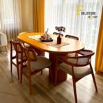 Oval Wooden Rattan Dining Set