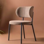 Textured Brown Fabric Dining Chair
