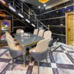 Elegant Grey Velvet Dining Set
