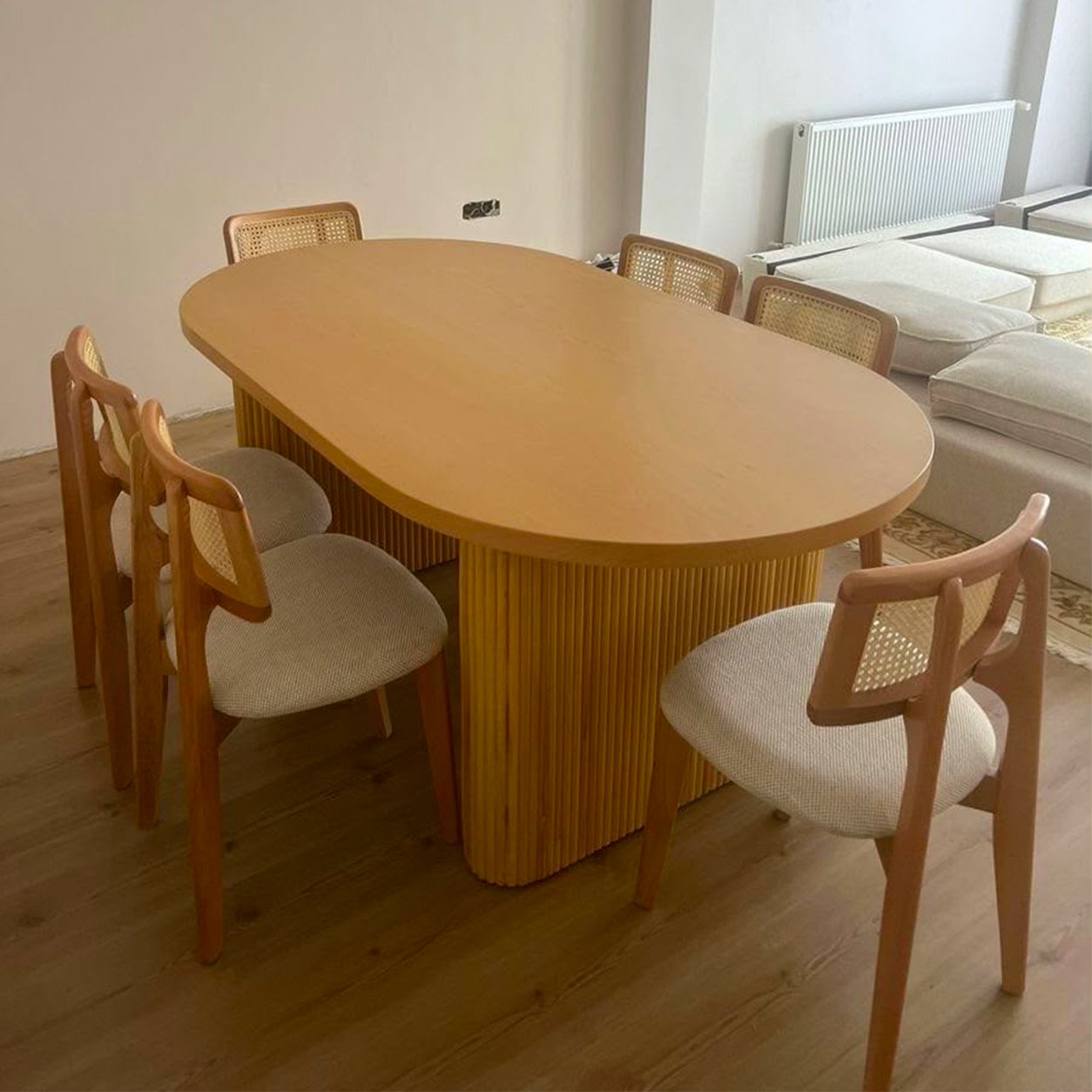 89 Oval Wood Fluted Dining Set - Image 1