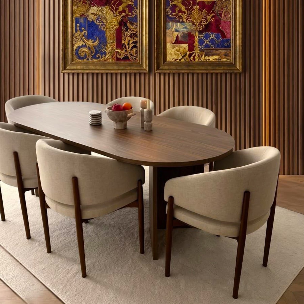 91 Oval Dark Walnut Dining Set - Image 1