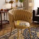 Tufted Beige Velvet Accent Chair