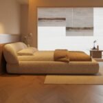Low-Profile Bouclé Bed