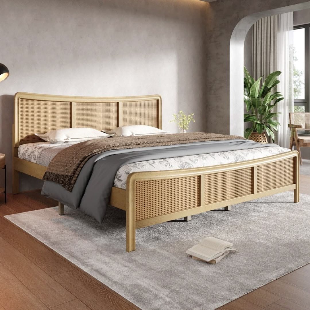 15 Curved Rattan Cane Bed - Image 1