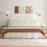 Segmented Velvet Platform Bed