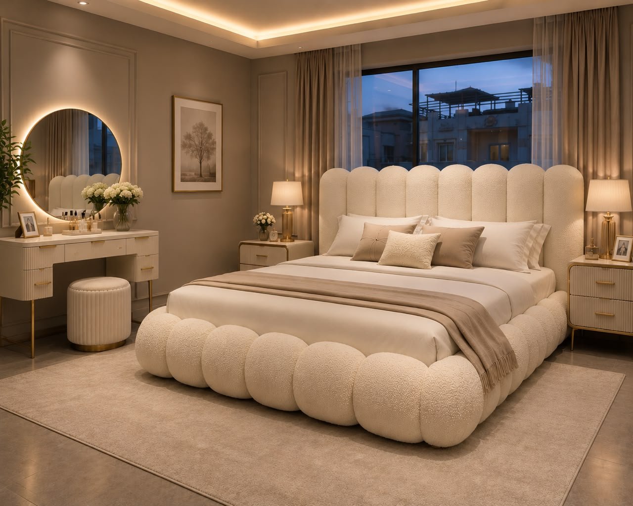 28 Fluted Bouclé Bubble Bed - Image 1